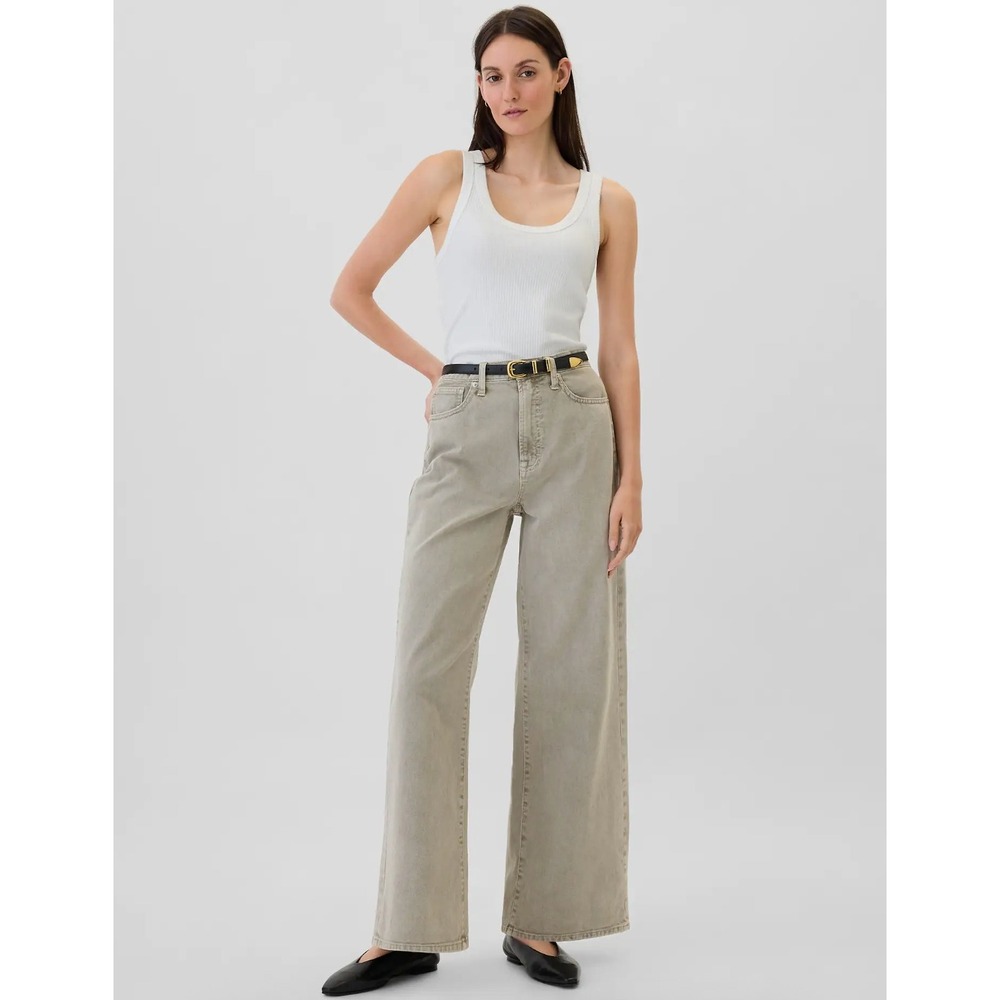 Gap‎ High Rise Wide-Leg Jean Aspen Wash Classic Vintage Inspired Casual Size 14
